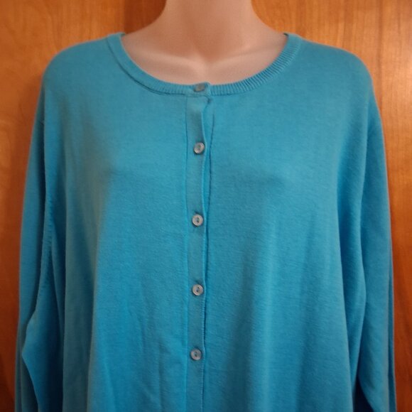 Jessica London Size 26/28 Baby Blue Button Down Sweater Cardigan Top NWOT - Picture 3 of 5